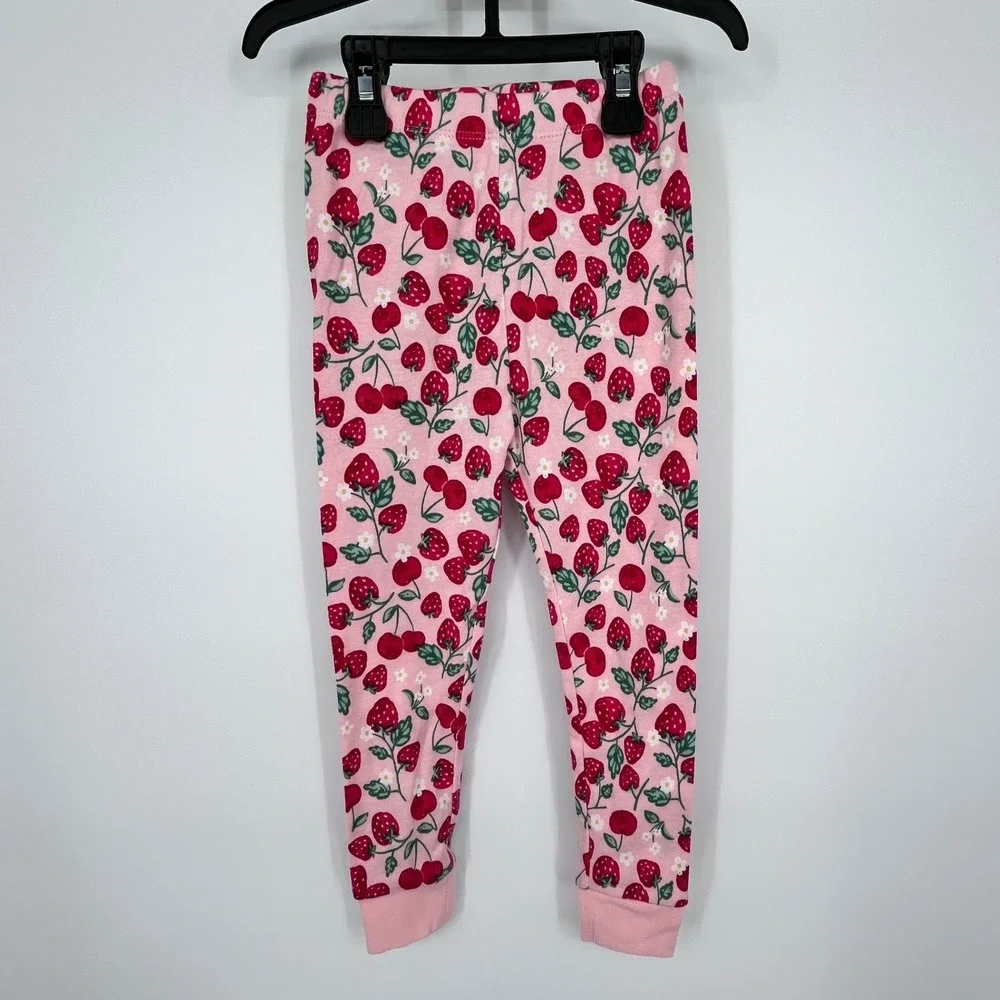 Pink Strawberry Cherry Print Pajamas Girls 3T Snug Fit 2pc Set Springtime‎ Cute
